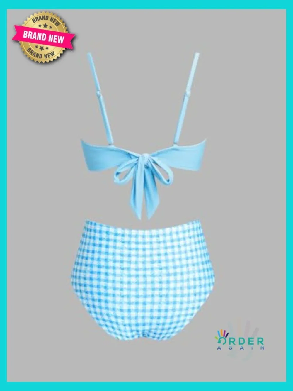 Two Piece Swimsuit High Waisted Square Neck Removable Straps Ruched Bikini Set
